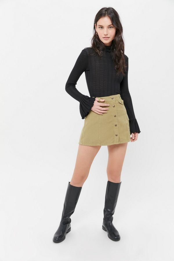 BDG Selma Corduroy Button-Front Mini Skirt